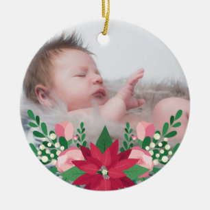 Décoration En Céramique Noël du bébé de poinsettia et de tableau   prem