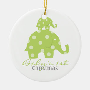 Décoration En Céramique Noël du bébé neutre de genre premier - éléphants