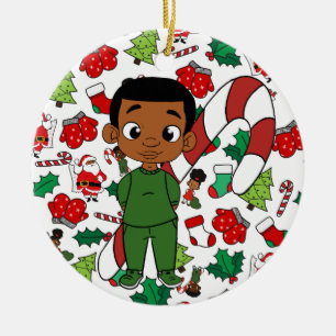 Décoration En Céramique Noël du caramel des garçons de vacances