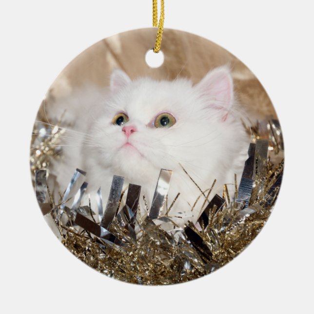 Décoration En Céramique Noël du chat perse blanc (Devant)
