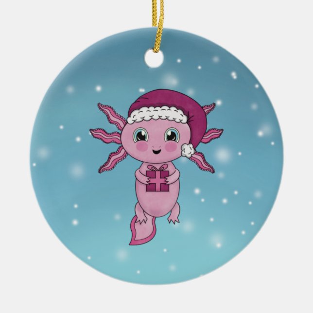 Décoration En Céramique Noël du mignon Axolotl (Devant)