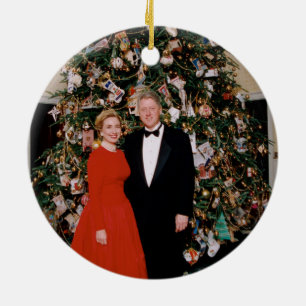 Décoration En Céramique Noël du président américain Bill Clinton et Hillar
