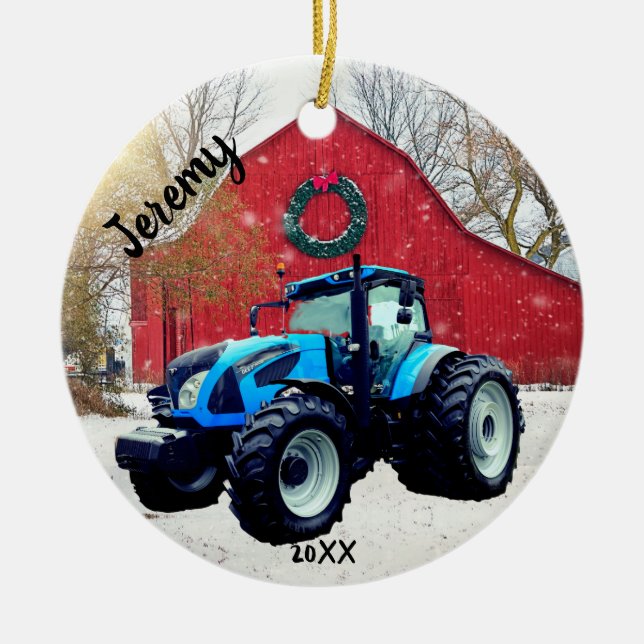 Décoration En Céramique Noël du Tracteur bleu moderne (Devant)
