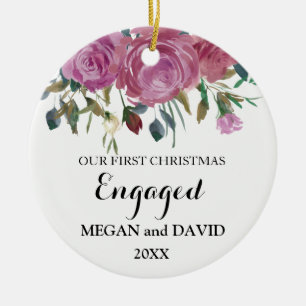 Décoration En Céramique Noël élégant de roses premier engagé ou marié