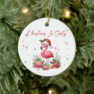 Décoration En Céramique Noël en Flamant rose juillet
