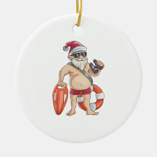 Décoration En Céramique Noël En Juillet Père Noël Lifeguard (Devant)