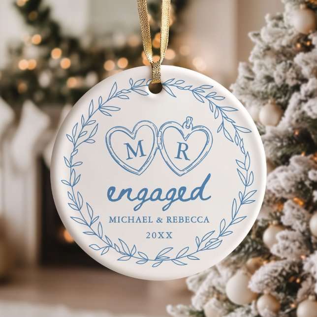 Décoration En Céramique Noël engagé dessiné à la main bleu (Créateur téléchargé)