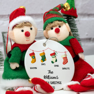 Décoration En Céramique Noël Familial Personnalisé Avec 4 noms personnalis