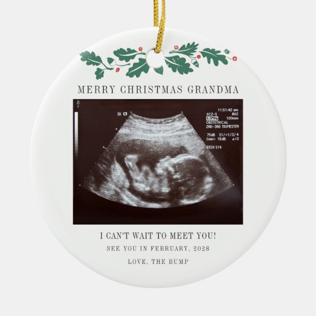 Décoration En Céramique Noël Fête grand-mère Keepsaké Ultrasound (Devant)