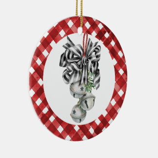 Décoration En Céramique Noël Gingham Rouge Rustique