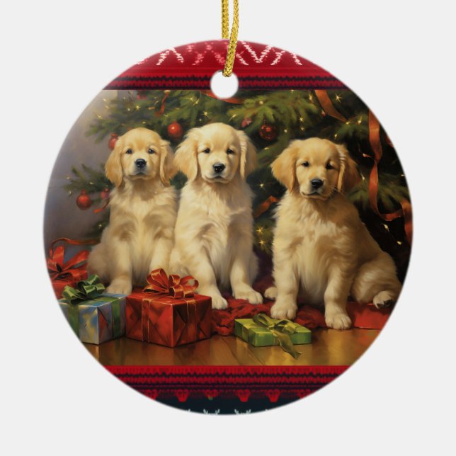 Décoration En Céramique Noël Golden Retriever (Devant)