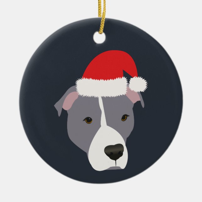 Décoration En Céramique Noël gris et blanc Pitbull (Devant)