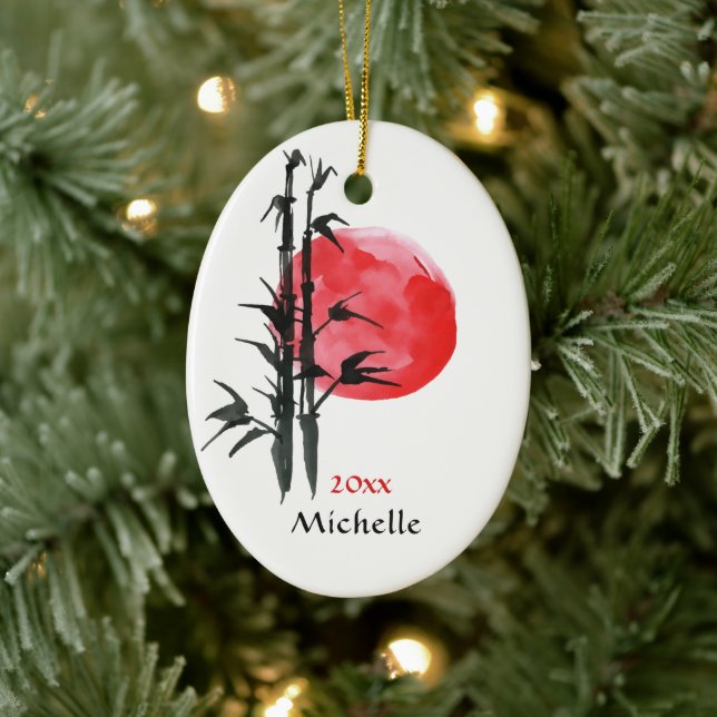 Décoration En Céramique Noël japonais et bambou personnalisé (Arbre)