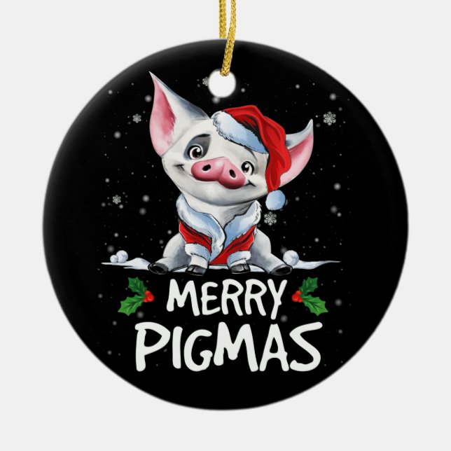 Décoration En Céramique Noël Joyeux Pigmas Drôle Pajama de Noël (Devant)