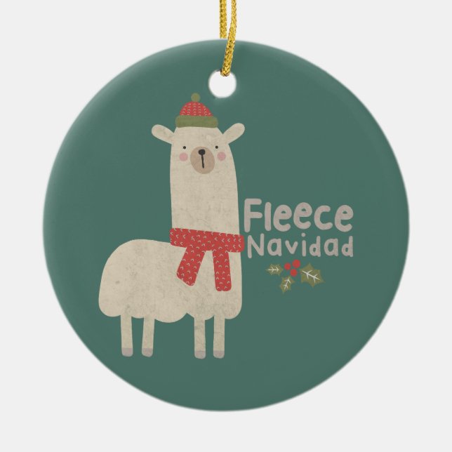 Décoration En Céramique Noël Llama Pun : Fleece Navidad (Devant)