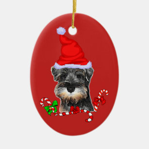 Décoration En Céramique Noël mignon de Schnauzer miniature