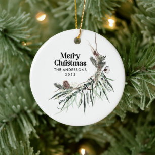 Décoration En Céramique Noël moderne élégante aquarelle botanique