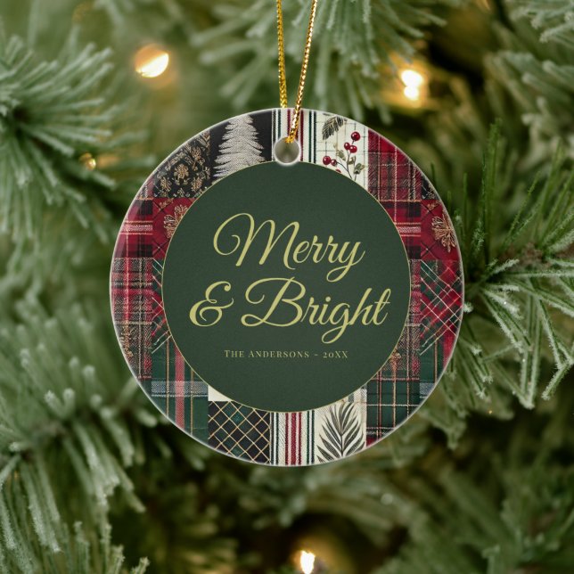 Décoration En Céramique Noël moderne Rustique Plaid (Arbre)