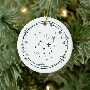 Décoration En Céramique Noël Nom personnalisé Virgo Zodiac vert
