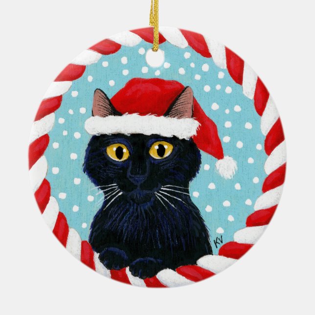 Décoration En Céramique Noël Père Noël Black Cat (Dos)