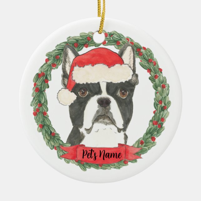 Décoration En Céramique Noël personnalisé Boston Terrier (Devant)