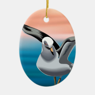 Décoration En Céramique Noël personnalisé de la Plage de Mouette et de Cou