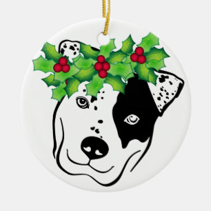 Décoration En Céramique Noël personnalisé de pitbull