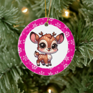 Décoration En Céramique Noël personnalisé rennes cartoon chibi