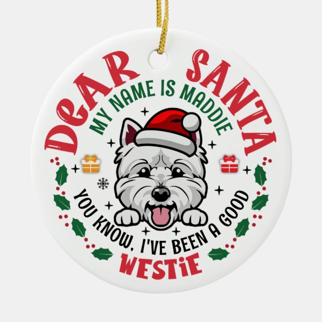 Décoration En Céramique Noël personnalisé West Highland White Terrier (Devant)