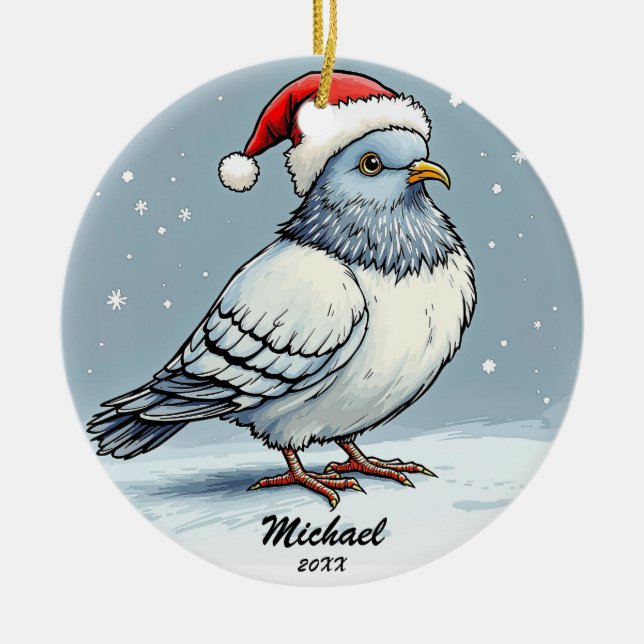 Décoration En Céramique Noël Pigeon Santa Claus moderne Personnalisé (Devant)