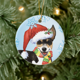 Décoration En Céramique Noël Rat Terrier