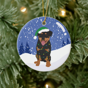 Décoration En Céramique Noël Rottweiler