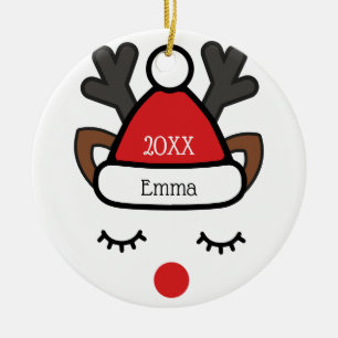 Décoration En Céramique Noël Rudolph fun Custom Name and Photo