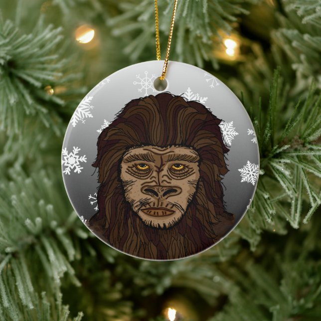 Décoration En Céramique Noël Sasquatch Bigfoot et Snowflakes (Arbre)