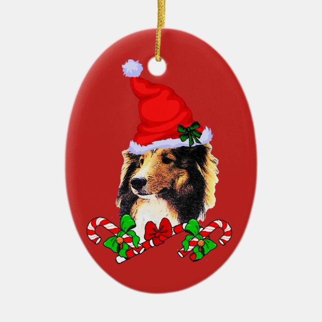 Décoration En Céramique Noël Shetland Sheepdog (Devant)