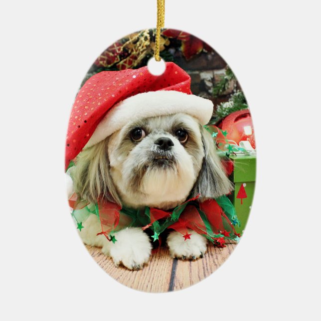 Décoration En Céramique Noël - Shih Tzu - truc (Devant)