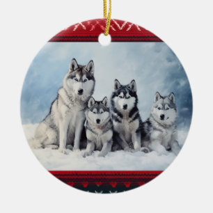 Décoration En Céramique Noël sibérien Husky