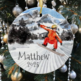 Décoration En Céramique Noël Snowboard Snowboard Personnalisé