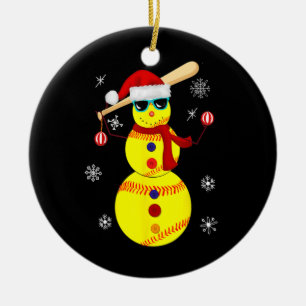 Décoration En Céramique Noël Softball Bat Snowman Père Noël Snowflake