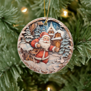 DÉCORATION EN CÉRAMIQUE NOËL TRADITIONNEL SANTA CLAUS
