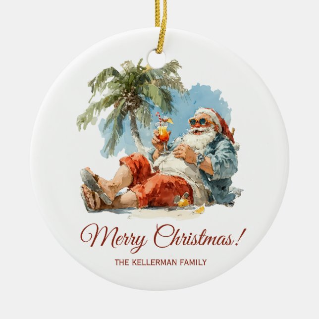 Décoration En Céramique Noël tropical personnalisé Père Noël (Devant)