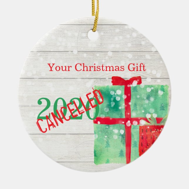 Décoration En Céramique Noël Vacances Corona Virus 2020 Bois rustique (Devant)