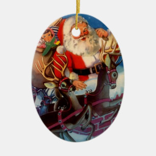 Décoration En Céramique Noël vintage du père noël de dessus de toit