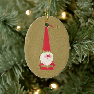 Décoration En Céramique Noël Vintage, le mignon Père Noël Gnome sur l'or