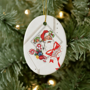 Décoration En Céramique Noël vintage, Père Noël avec Sucres de canne