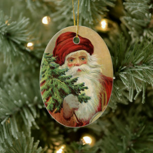 Décoration En Céramique Noël vintage, Père Noël victorien avec arbre