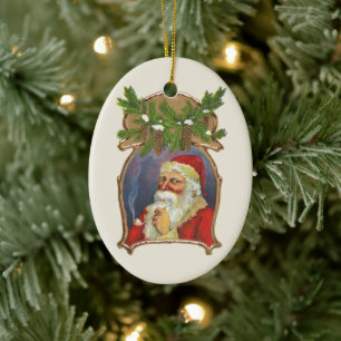 Décoration En Céramique Noël vintage, Père Noël victorien avec tuyau