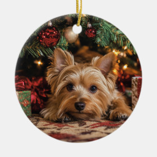 Décoration En Céramique Noël Yorkie