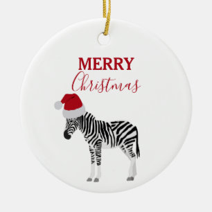 Décoration En Céramique Noël Zebra Funny Animal avec Santa Hat