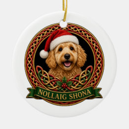 Décoration En Céramique Nœud Nollaig Shona Goldendoodle personnalisé